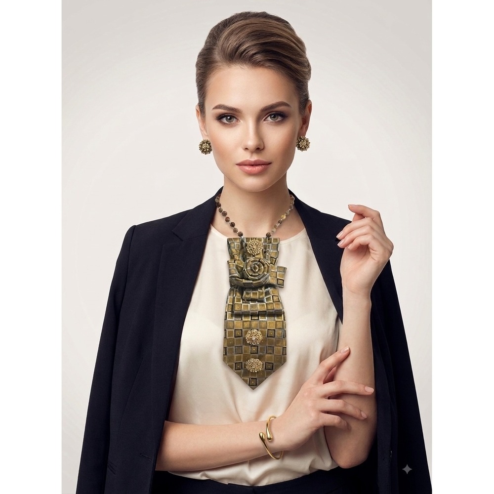 Athens Protasis Necklace with Valerio Garati Silk Tie Earring Bangle Jewelry Set